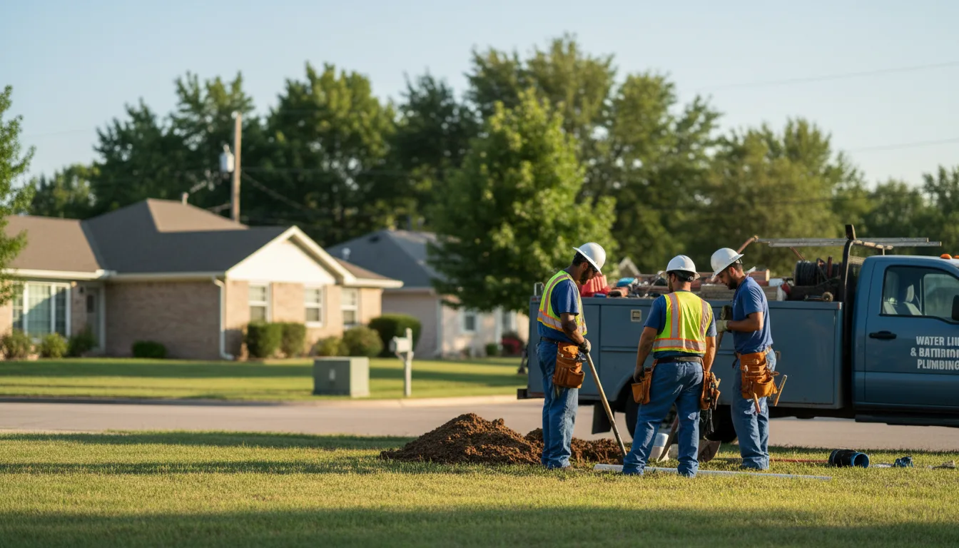 Residential water line and bathroom plumbing service in Kemp, OK